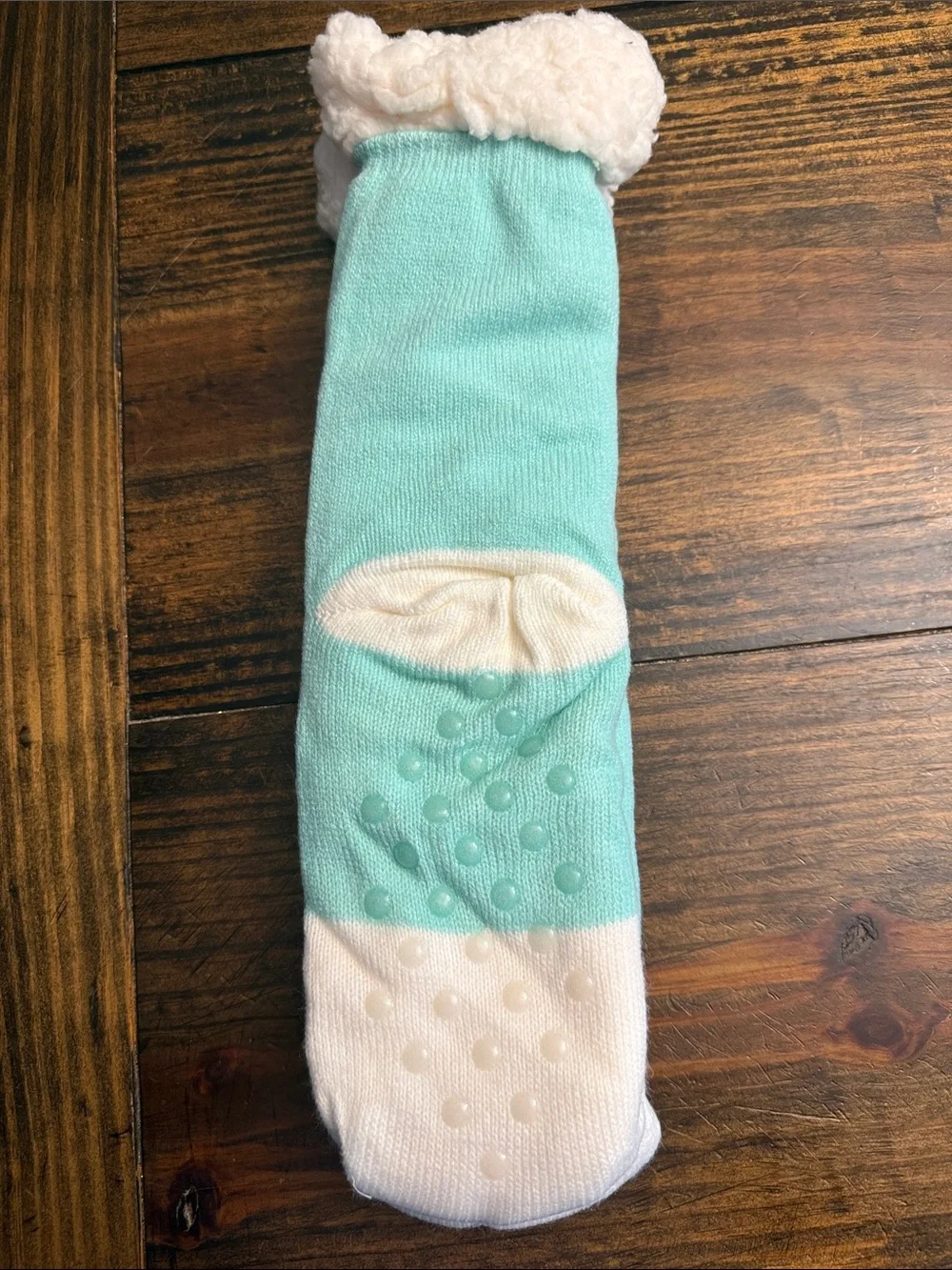 Yelete Mint Color Kids Penguin Fuzzy Cuffed Winter Socks (OS)